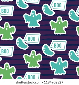 Funny ghost colorful halloween pattern. Vector popular for holiday fashion textile wrapping and print.