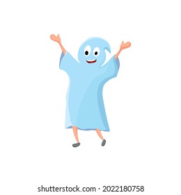 Divertido disfraz fantasma para Halloween. Ilustración de dibujos animados.