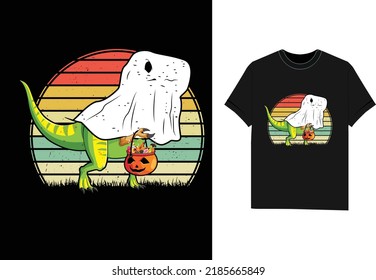 Funny Ghost Dinosaur Dino Moon Candy Toddler Boys Halloween t shirt design