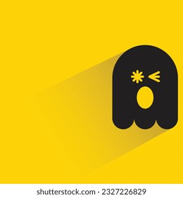 funny ghost emoji with shadow on yellow background