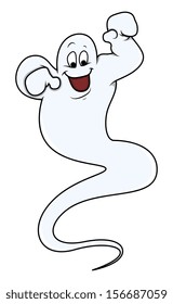 funny ghost floating in air - Halloween vector illustration