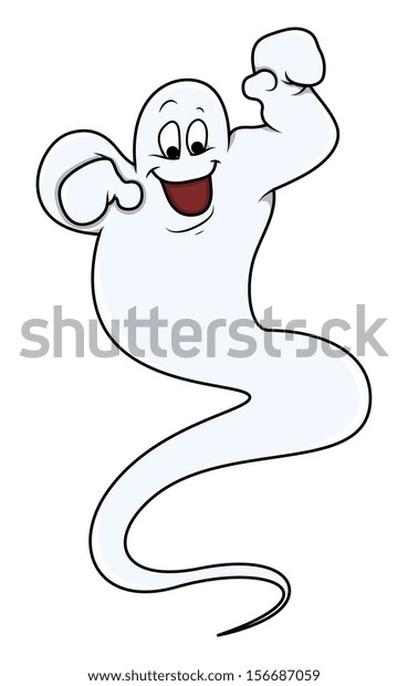 Funny Ghost Floating Air Halloween Vector Stock Vector (Royalty Free ...