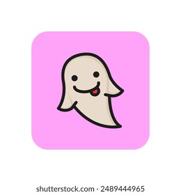 Funny ghost line icon. Sticking out tongue, carefree, playful. Halloween concept. Vector illustration can be used for topics like creature, phantom, expression