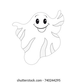Funny Ghost on a White Halloween Background