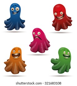 Funny ghost set, vector