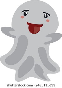 Funny ghost vector illustration. Halloween scary and friendly character