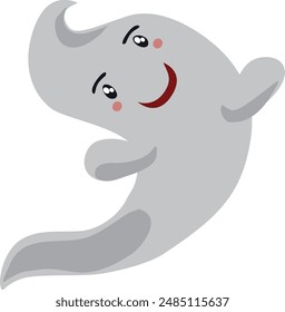 Funny ghost vector illustration. Halloween scary and friendly character