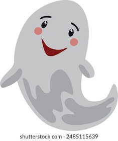 Funny ghost vector illustration. Halloween scary and friendly character