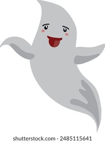 Funny ghost vector illustration. Halloween scary and friendly character