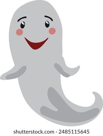 Divertida Ilustración vectorial fantasma. Halloween carácter aterrador y amistoso
