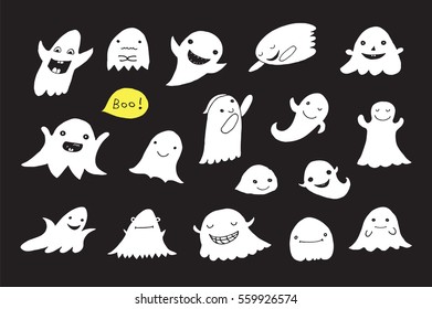 funny ghost vector illustrations set