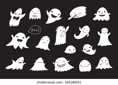 funny ghost vector illustrations set