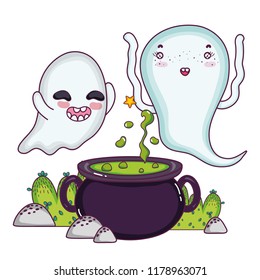 funny ghosts cooking pot cauldron