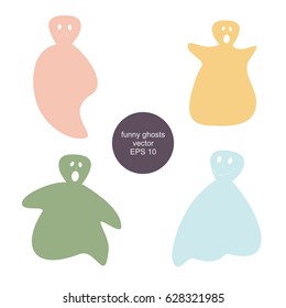 Funny ghosts with different emotions. vector characters.