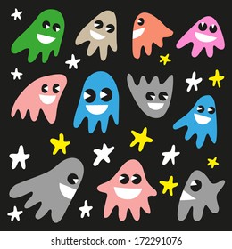 funny ghosts - doodles set