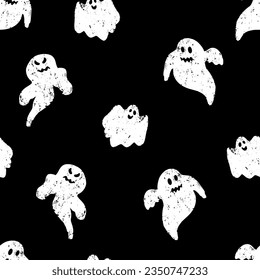 Funny ghosts drawn with crayon. Seamless pattern
Cute Halloween Vector Illustration. 