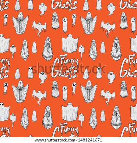 Funny ghosts for Halloween wallpaper.