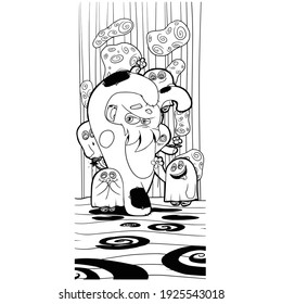 funny ghosts with patterns. children's illustration