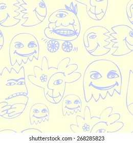 funny ghosts seamless pattern