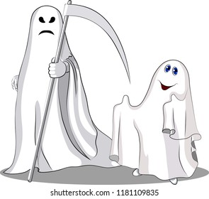 Funny ghosts vector illustration for Halloween.