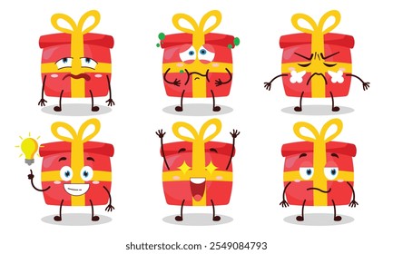 lustige Geschenkbox mit verschiedenen Ausdrücken Design-Illustration