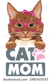 Funny ginger cat mom. Vector