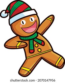 Funny gingerbread man feeling happy pose