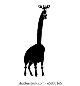 Funny giraffe black and white.