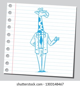 Funny giraffe businessman