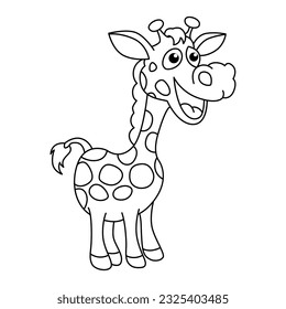 Funny giraffe cartoon coloring page