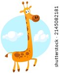 Funny giraffe cartoon design. Vector illustration isolated