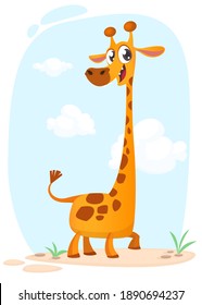 Funny giraffe cartoon design. Vector illustration isolated