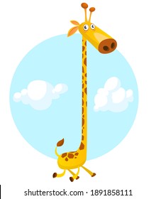 Funny giraffe cartoon design. Vector illustration isolated