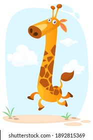 Funny giraffe cartoon design. Vector illustration isolated