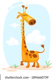 Funny giraffe cartoon design. Vector illustration isolated