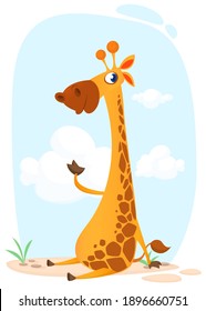 Funny giraffe cartoon design. Vector illustration isolated