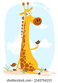 Funny giraffe cartoon design. Vector illustration isolated