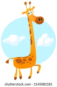 Funny giraffe cartoon design. Vector illustration isolated