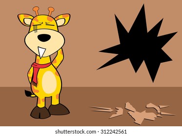 funny giraffe cartoon emotions background in vector format 