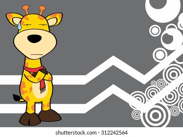 funny giraffe cartoon emotions background in vector format 