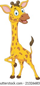 Funny a giraffe cartoon isolated on white background