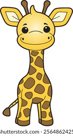 Funny giraffe cartoon vector illustration for kids