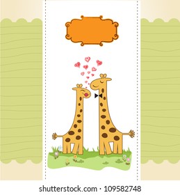 Funny giraffe couple in love