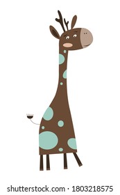 Gracia divertida en un estilo plano. Icono de ciervo marrón. Es bueno para postales, pegatinas y libros para niños. Vector.