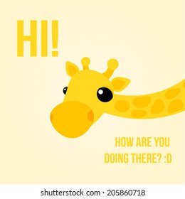 Funny giraffe head peeping from the right side