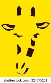 funny giraffe illustration yellow backggrond