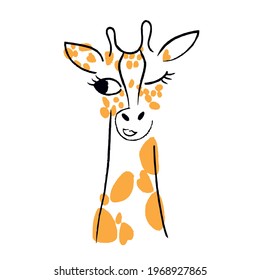Funny giraffe. Kids print. Vector hand drawn illustration.