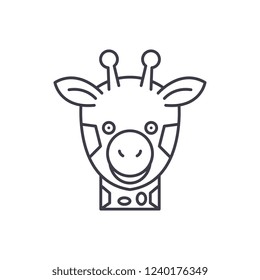 Funny giraffe line icon concept. Funny giraffe vector linear illustration, symbol, sign