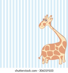 funny giraffe looks back and rounds eyes