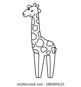 Funny giraffe with spots set. Smiling animal for kids design. Coloring page. Silhouette vector flat illustration. Cutting file. Suitable for cutting software. Cricut, Silhouette
